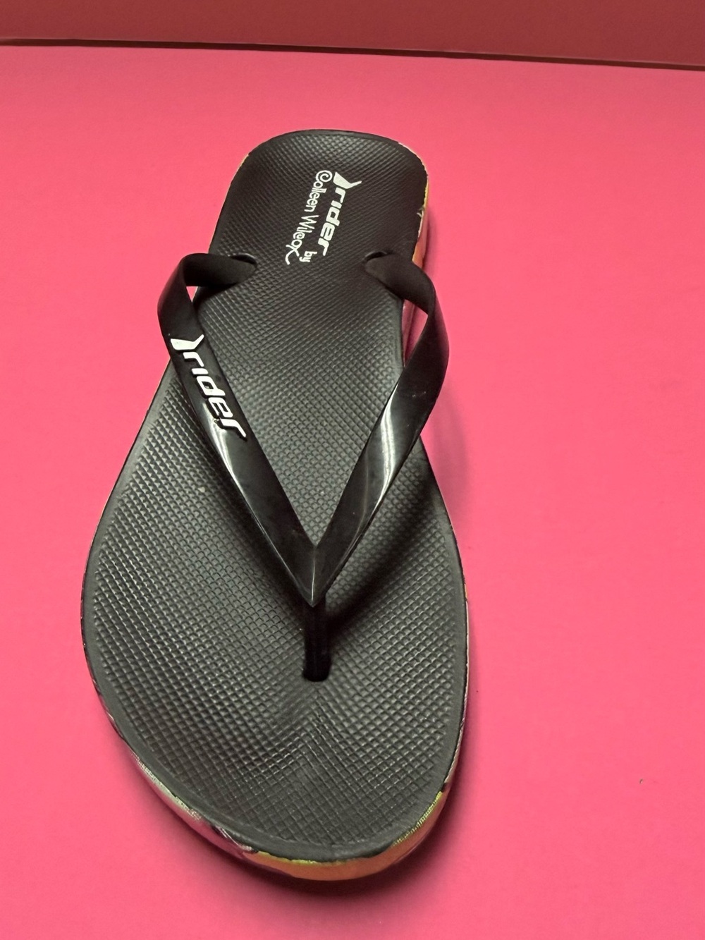 Riders by Lee Black Textured Flip Flop Sandal